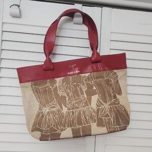 Women's Red and Tan Tote Bag